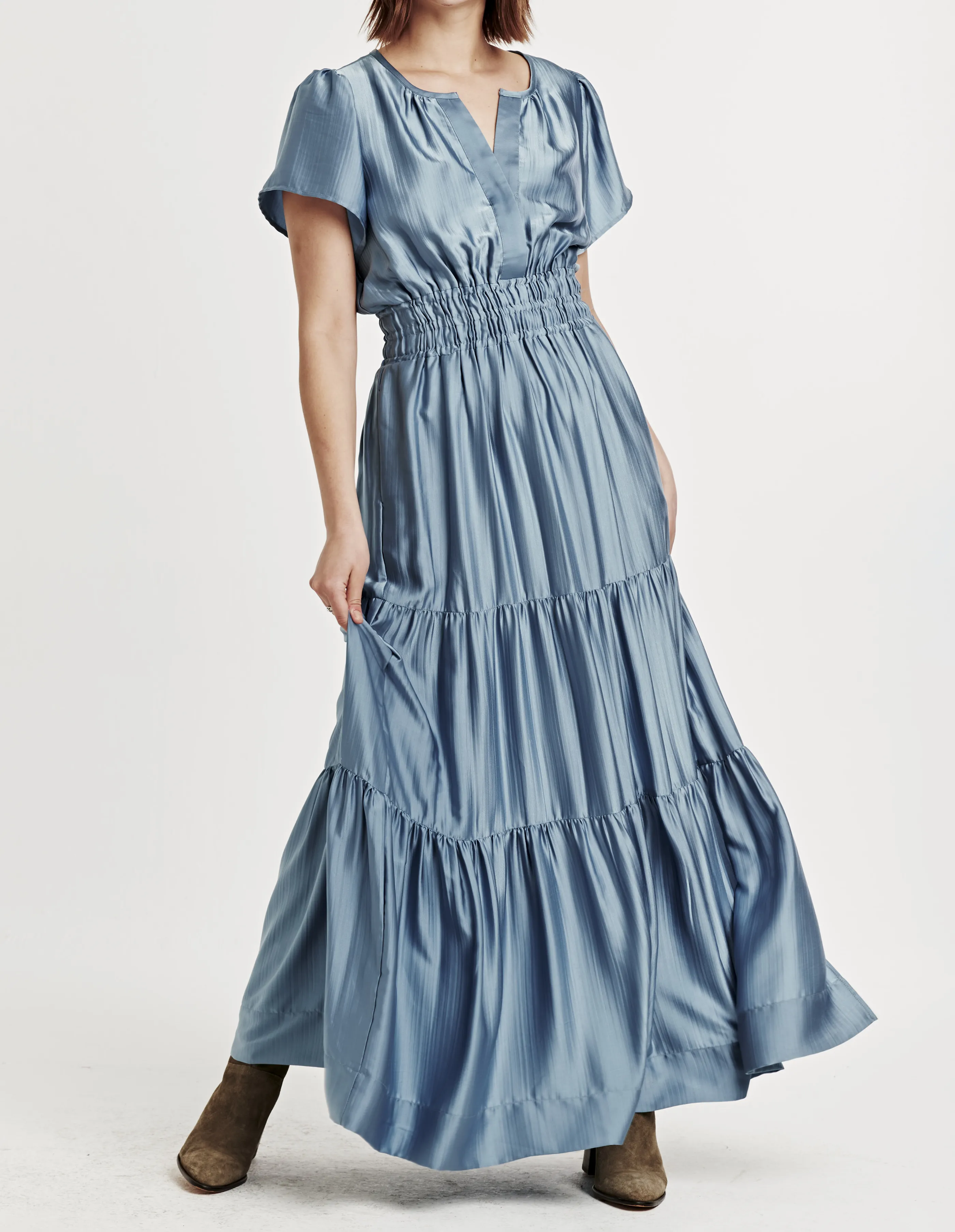 REESE FRONT PLACKET DRESS LICHEN BLUE