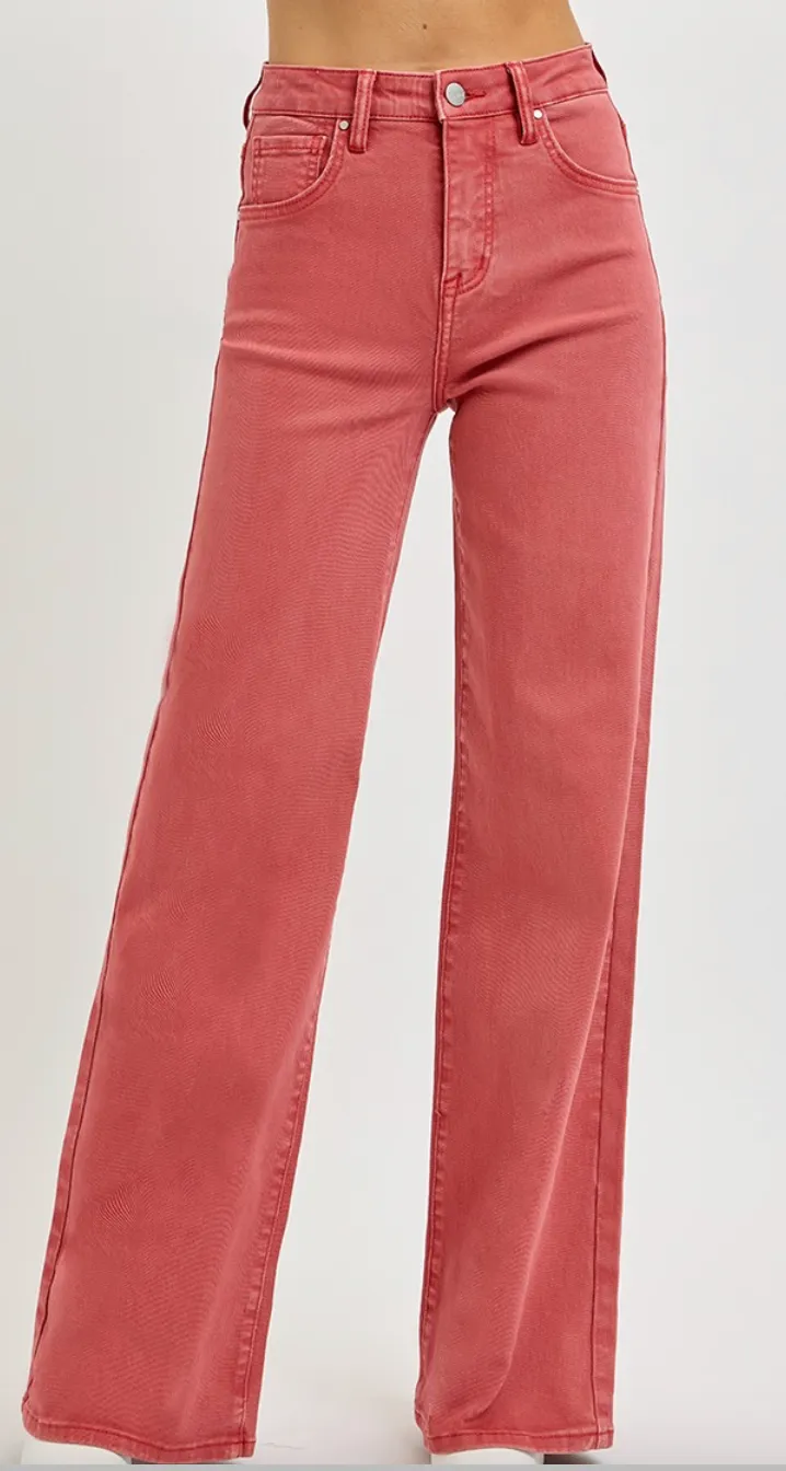 RISEN- Brick Wide Leg Tummy Control Pants