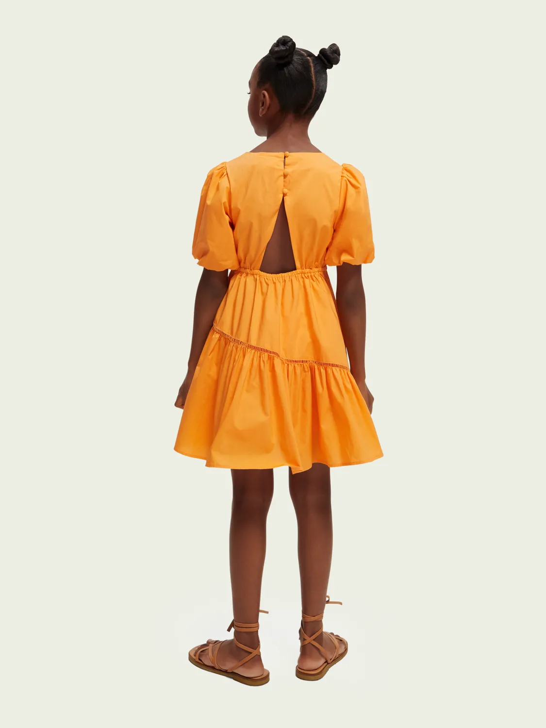Scotch & Soda Puff S/S Midi Dress w/Back Cutout _Orange 170640-0232
