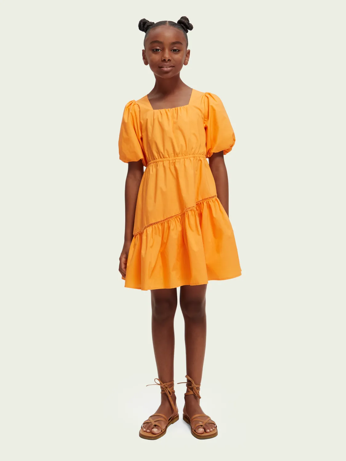 Scotch & Soda Puff S/S Midi Dress w/Back Cutout _Orange 170640-0232