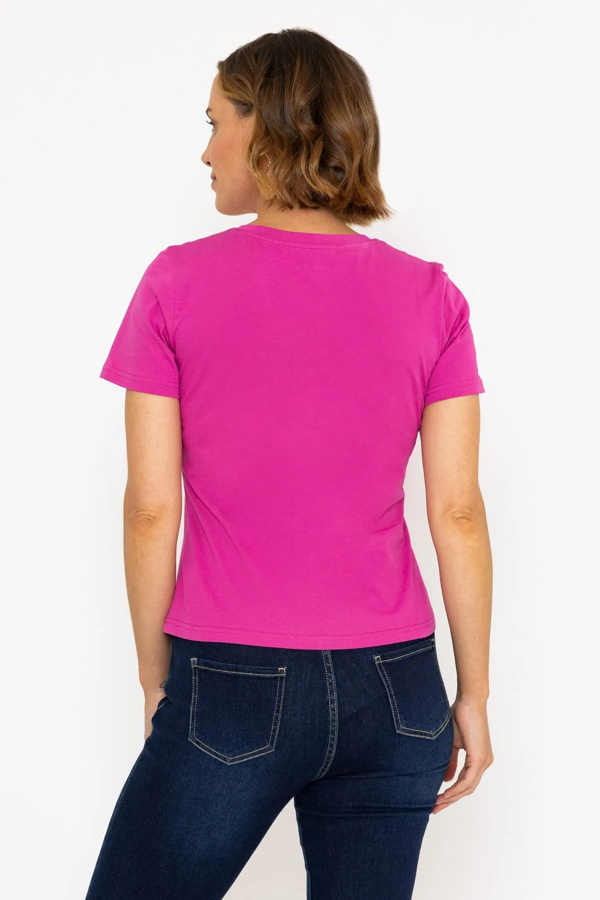 Short Sleeve V-Neck Tee in Pink