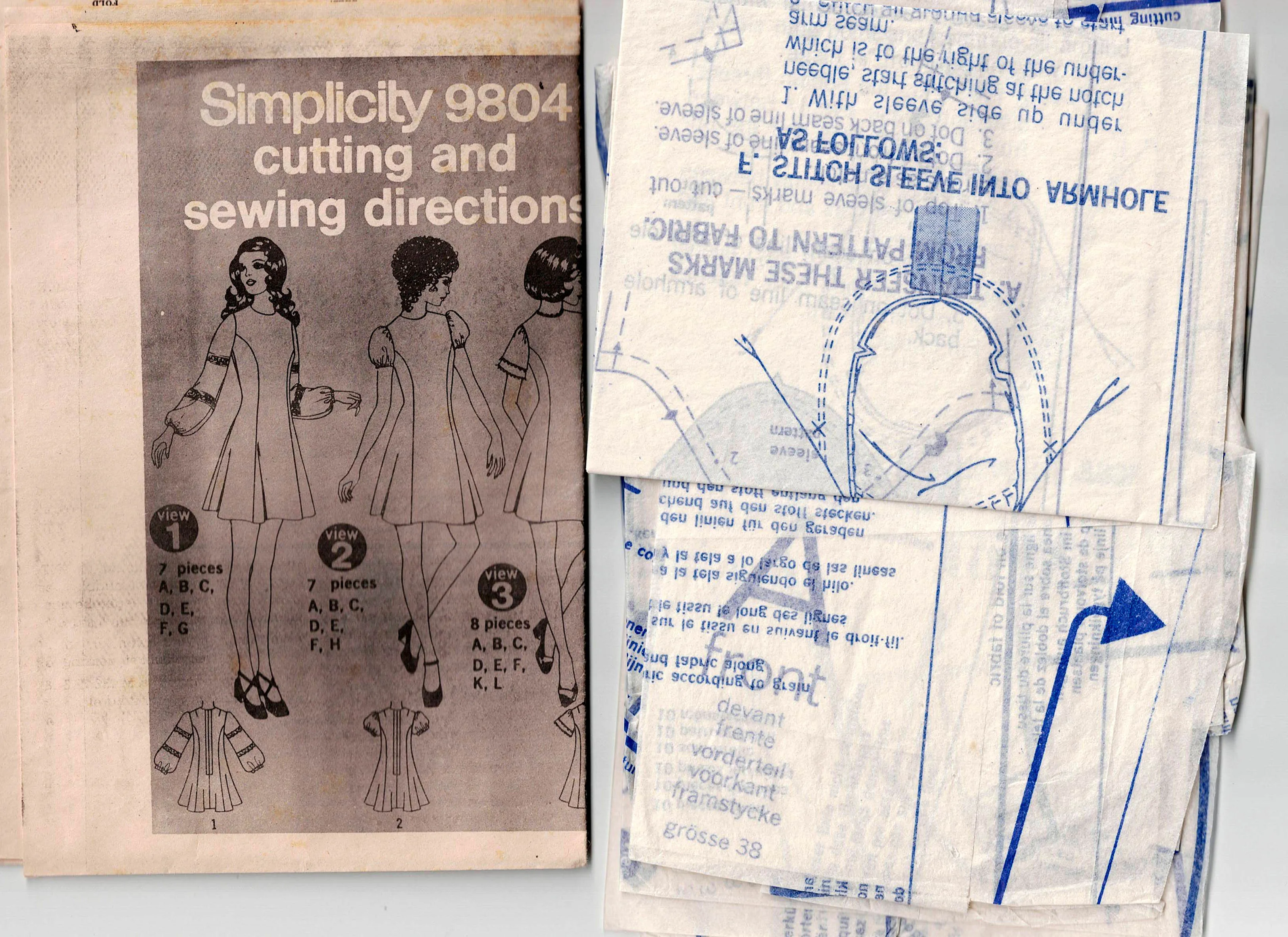 Simplicity 9804 Womens EASY Fit & Flare Mini Dress 1970s Vintage Sewing Pattern Size 12 Bust 34 inches