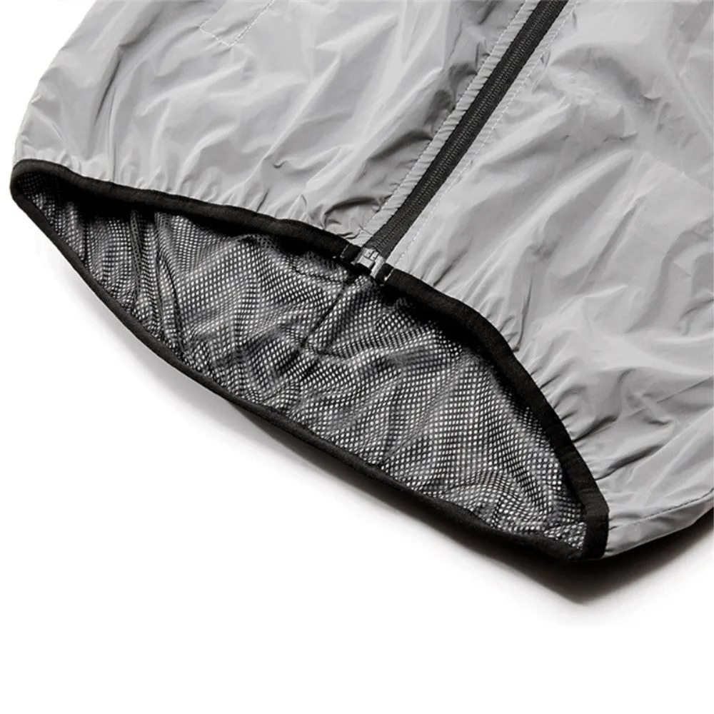 (size L) Water-repellent outdoor sports jacket Reflective windbreaker - Silver