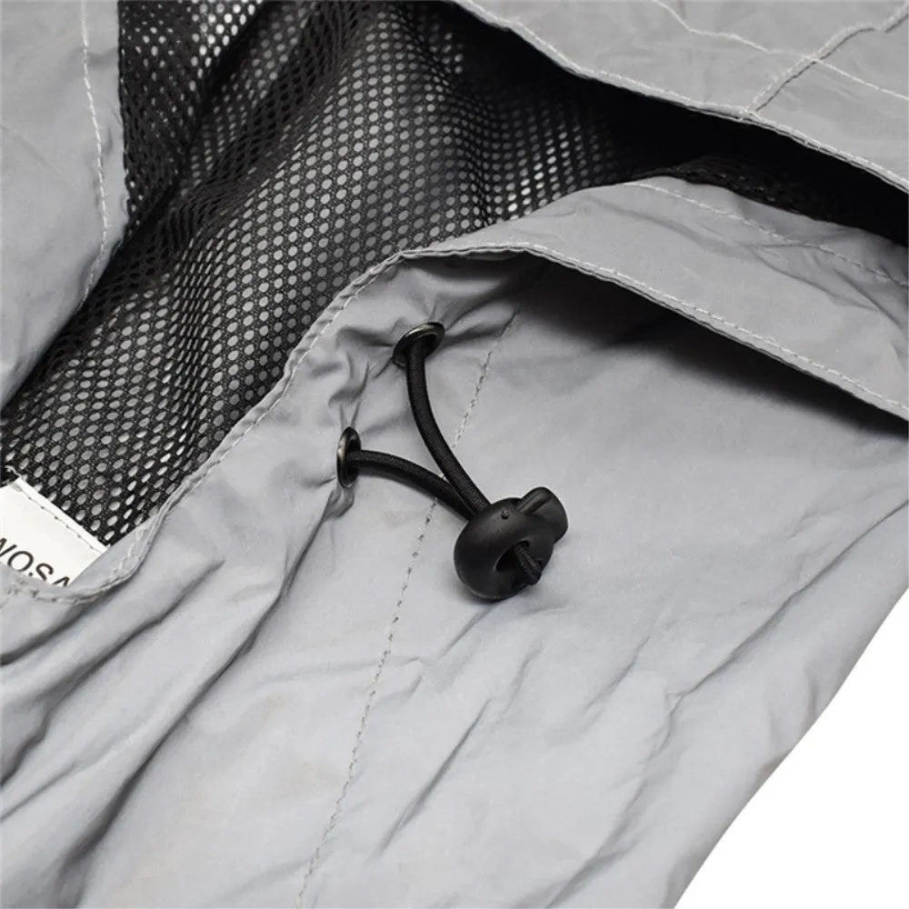 (size L) Water-repellent outdoor sports jacket Reflective windbreaker - Silver