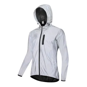 (size L) Water-repellent outdoor sports jacket Reflective windbreaker - Silver
