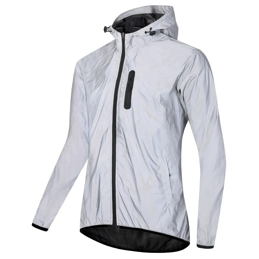 (size L) Water-repellent outdoor sports jacket Reflective windbreaker - Silver