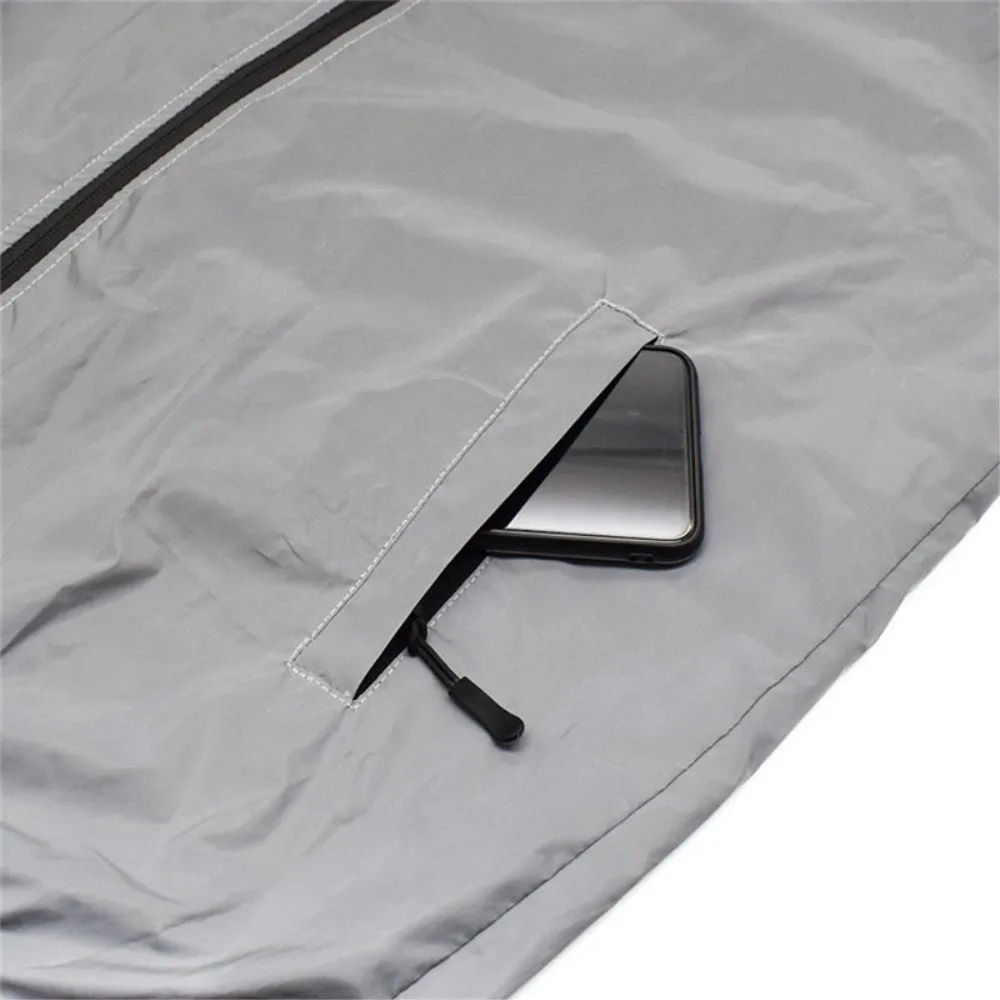 (size L) Water-repellent outdoor sports jacket Reflective windbreaker - Silver