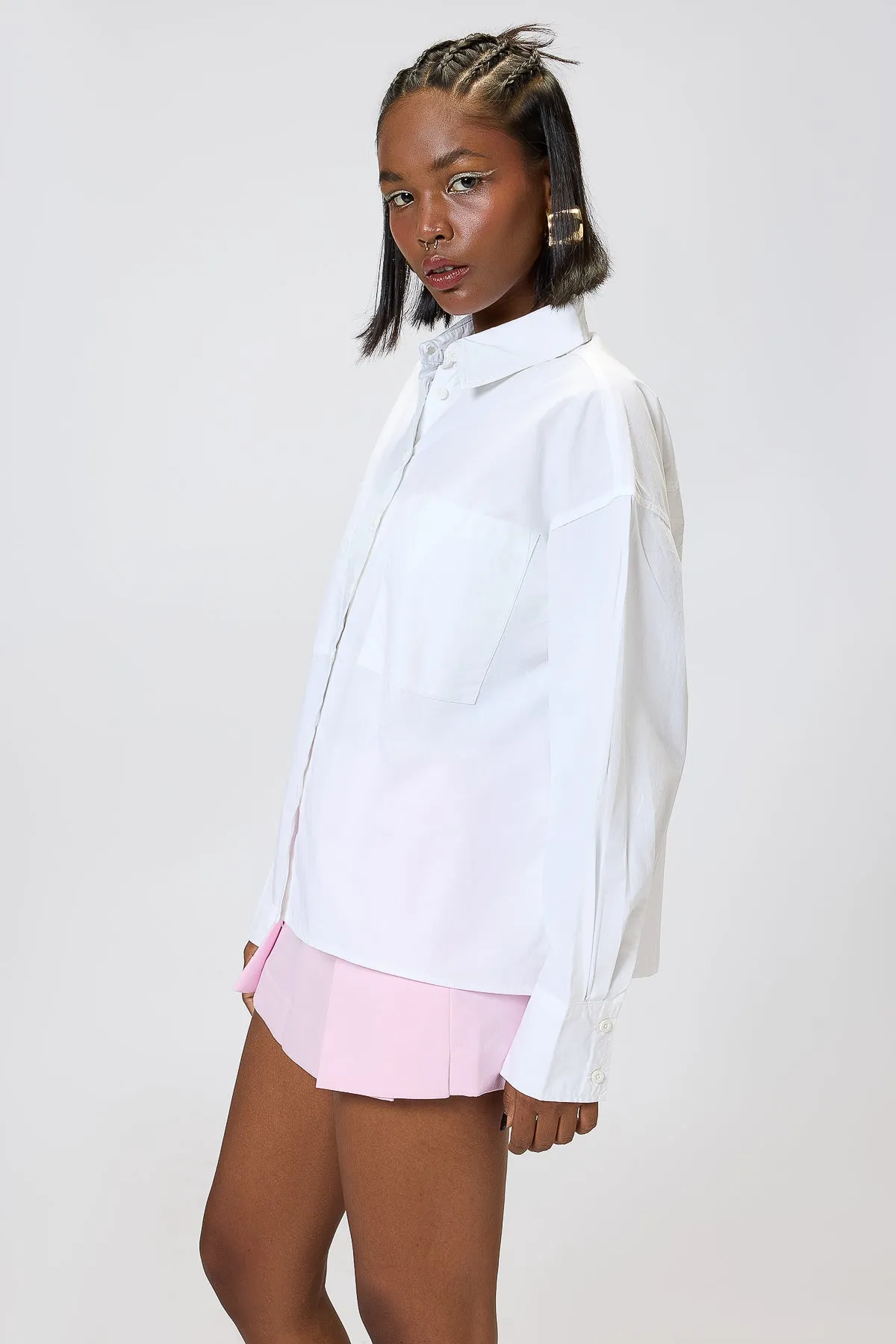 Solid White Oversized Full Sleeves Shirt