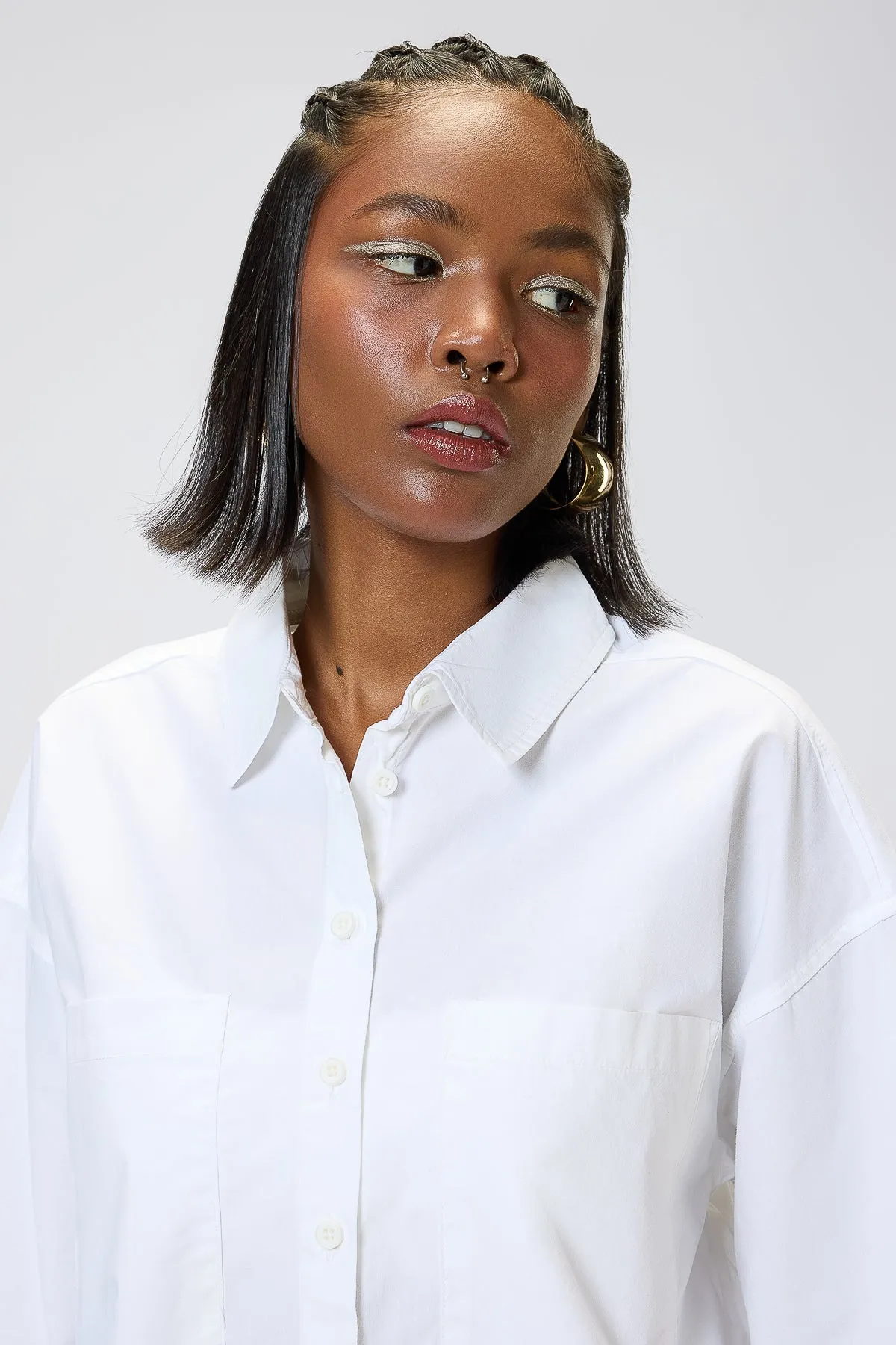 Solid White Oversized Full Sleeves Shirt