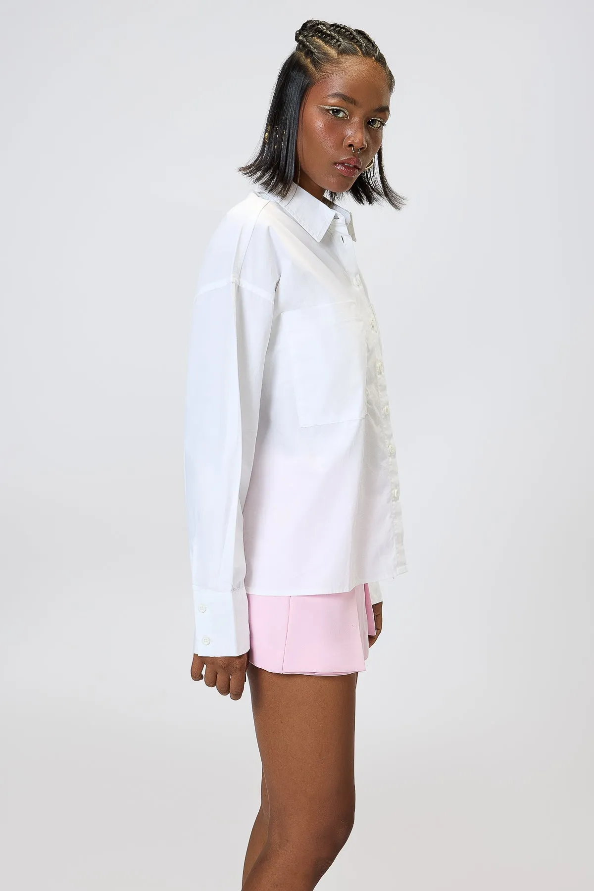 Solid White Oversized Full Sleeves Shirt