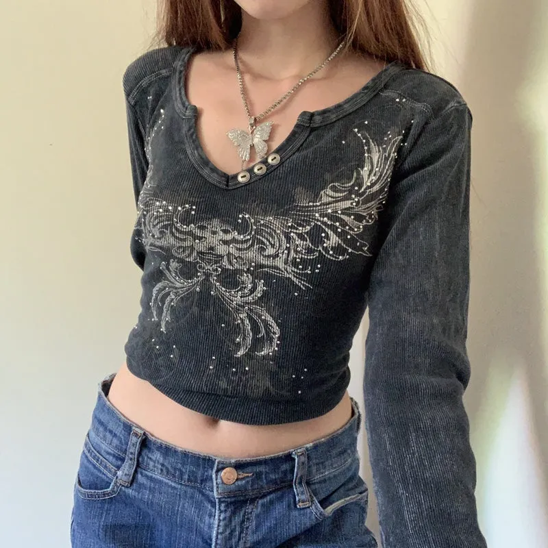 'Stage Fright' Grey Casual Crop Top