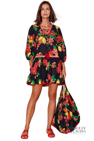 Susana Black Citrus Floral Sundress