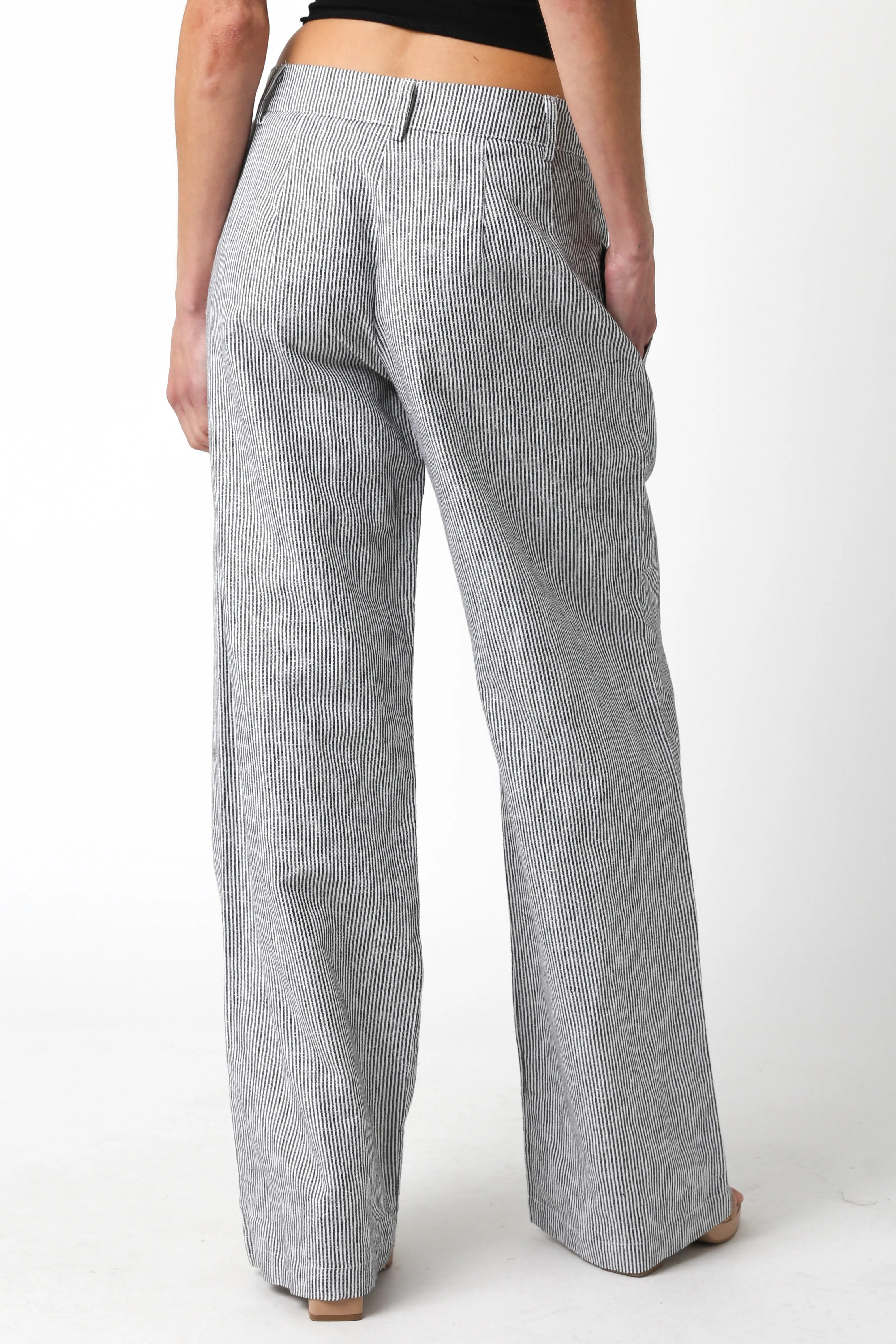 Sweet Nothing Black and White Striped Linen Pants