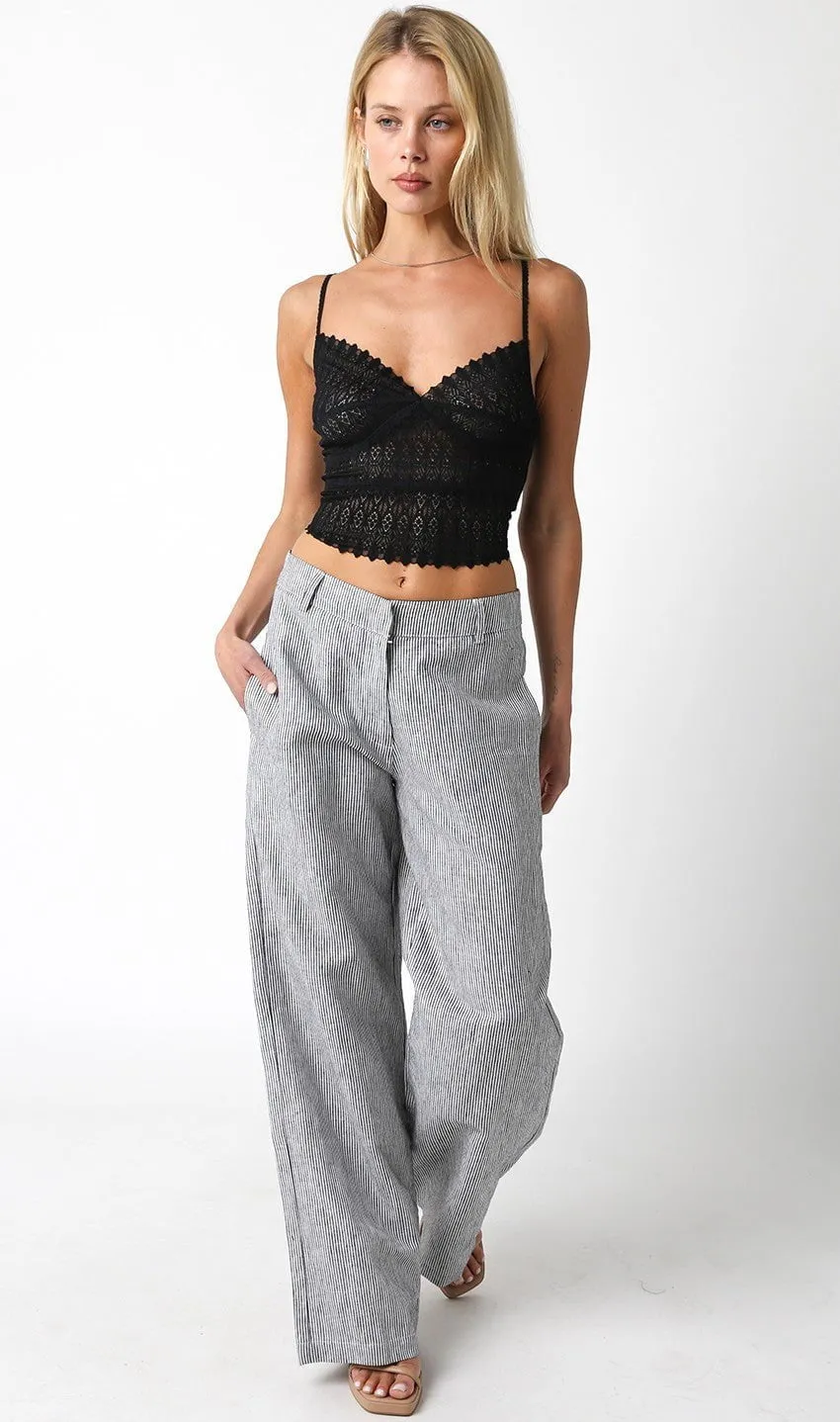 Sweet Nothing Black and White Striped Linen Pants