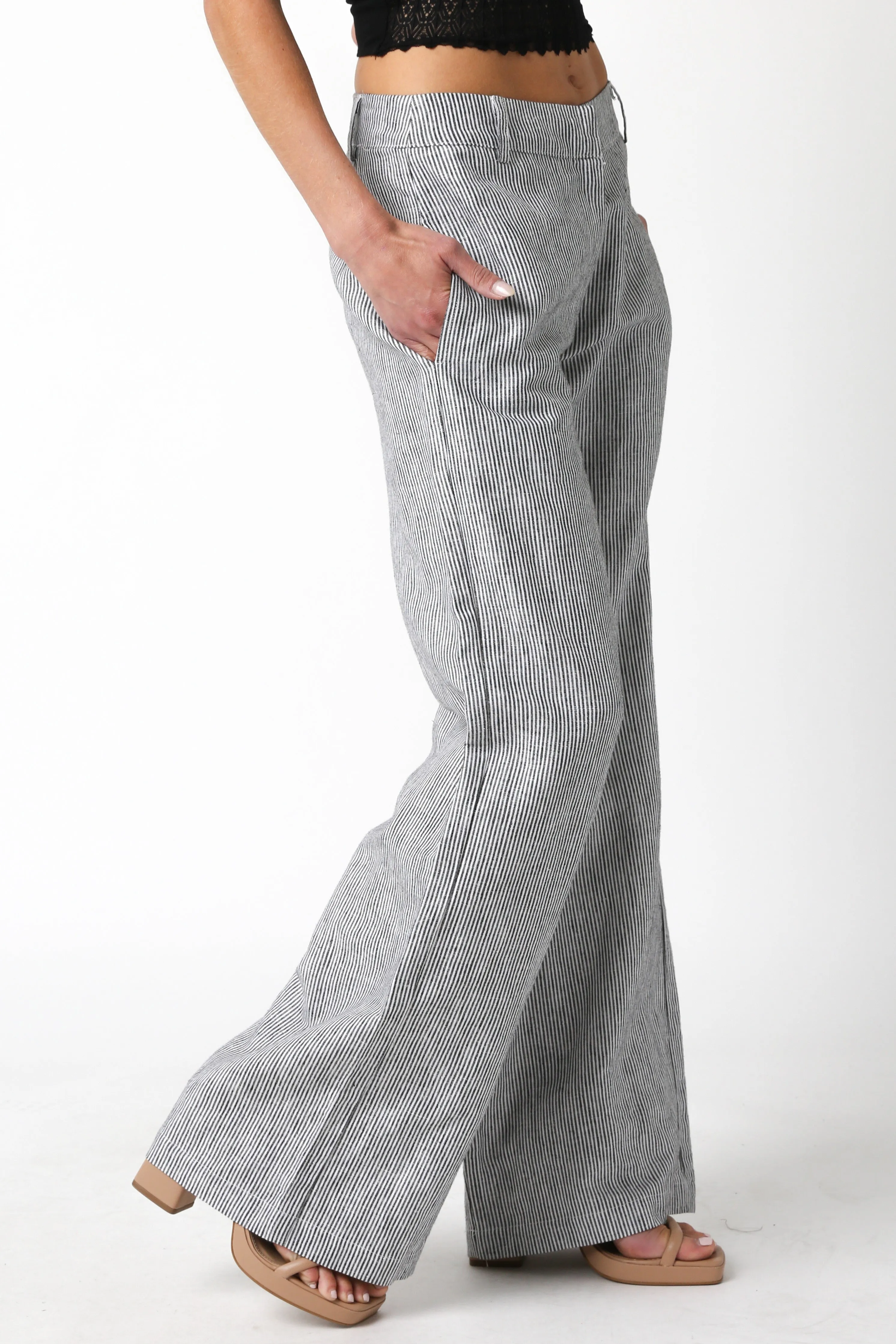 Sweet Nothing Black and White Striped Linen Pants