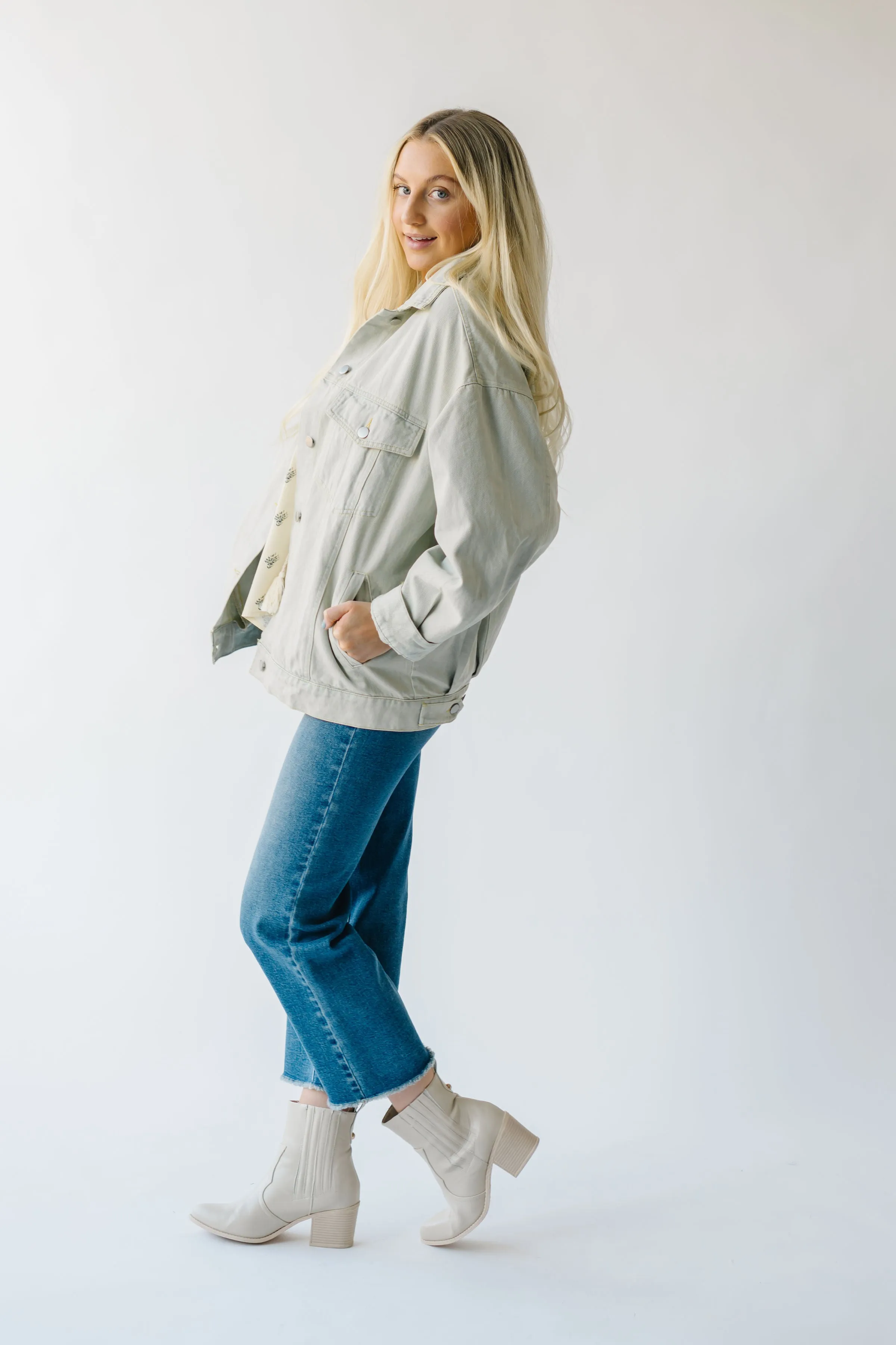 The Grisby Oversized Denim Jacket in Washed Denim