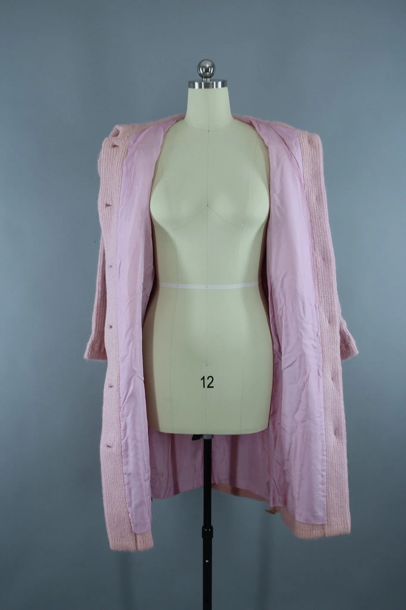 Vintage 1950s Pastel Pink Mohair Cardigan Sweater Coat with Tags