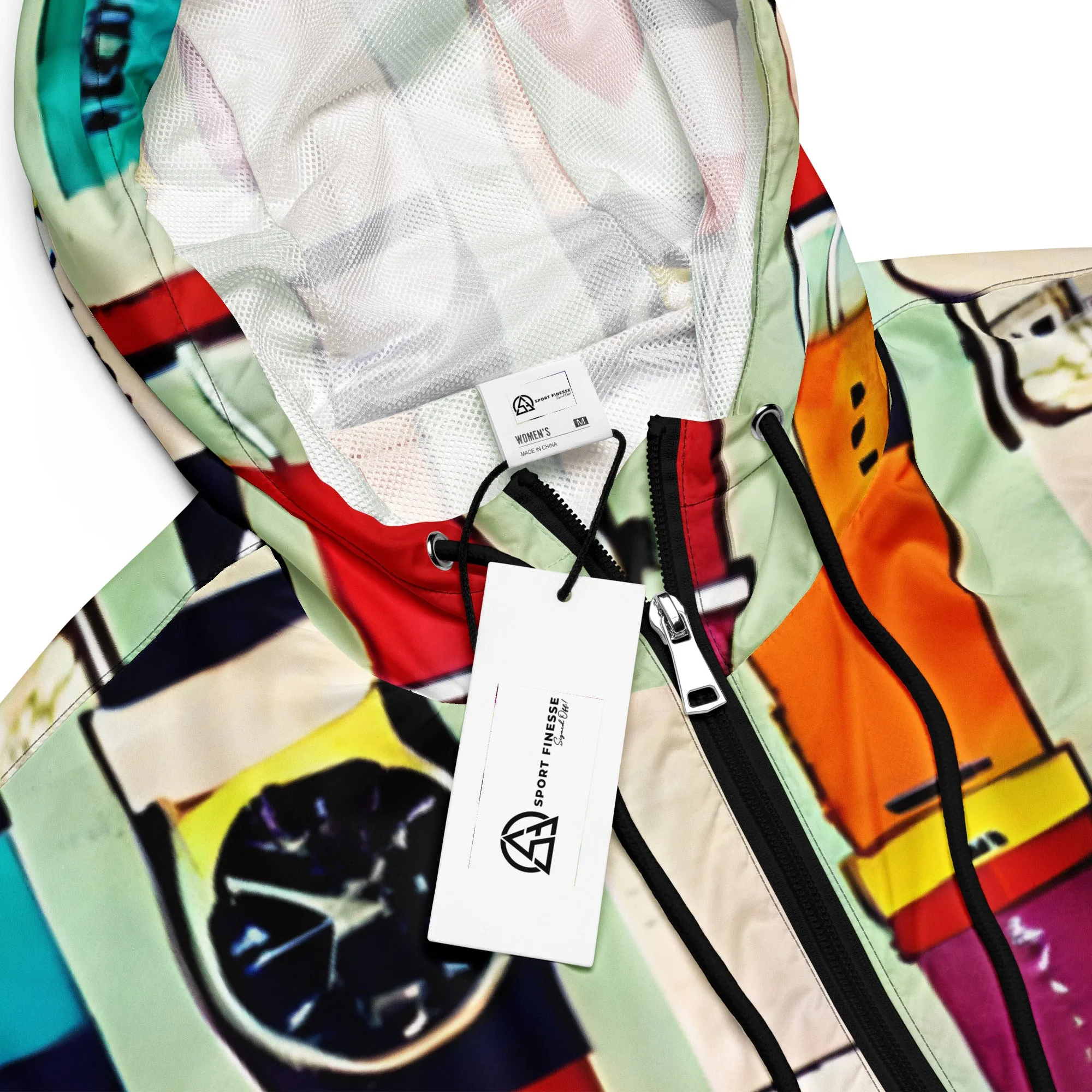 Vintage Watch Print cropped windbreaker
