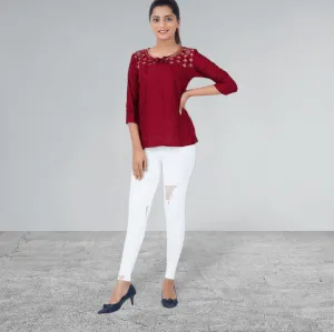 White Cotton and Lycra Blend Chudidar Leggings