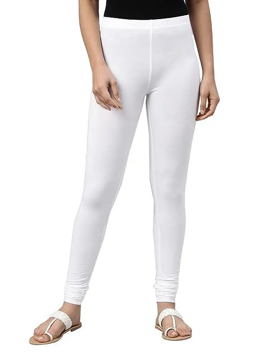 White Cotton and Lycra Blend Chudidar Leggings