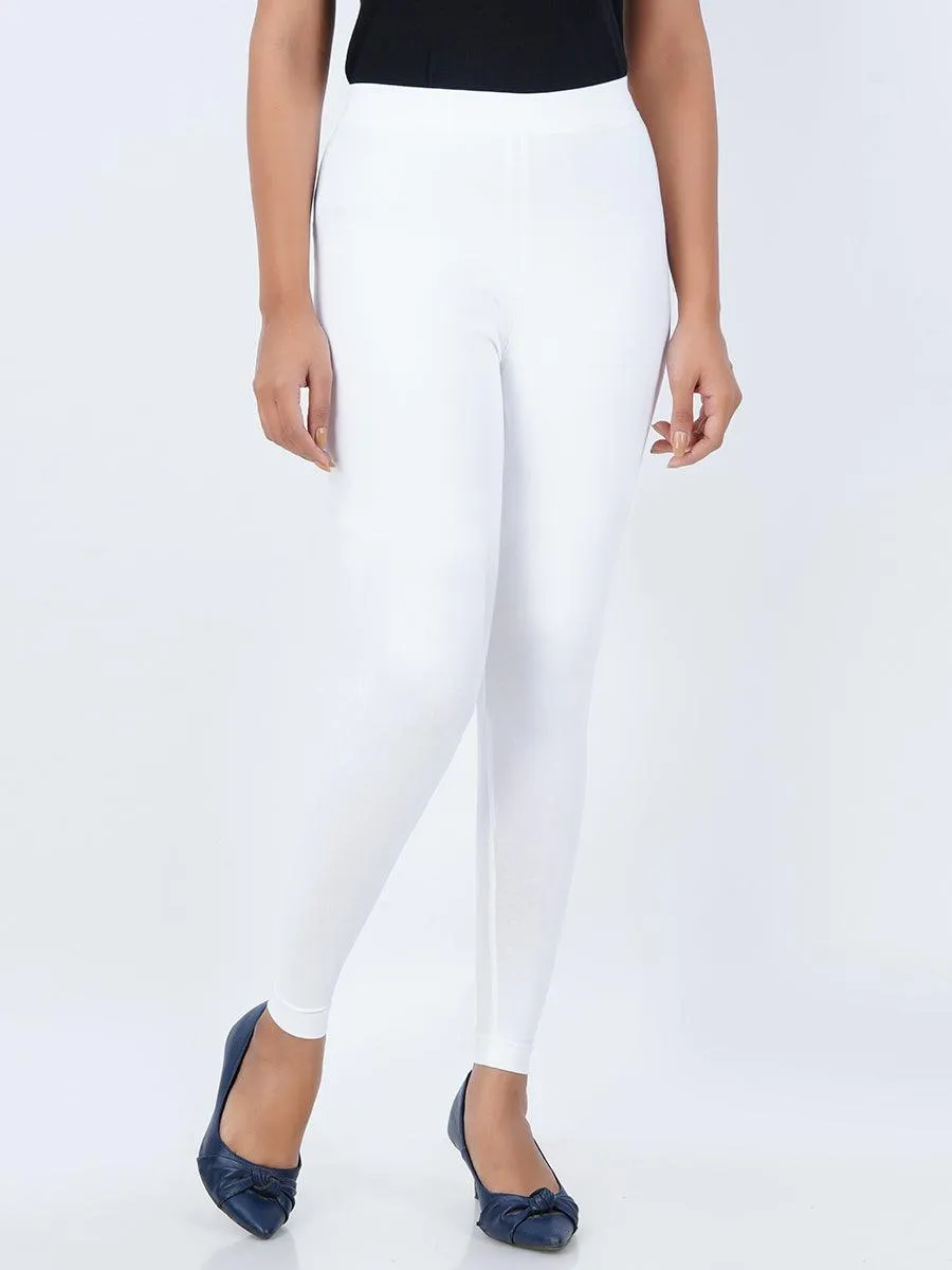 White Cotton and Lycra Blend Chudidar Leggings