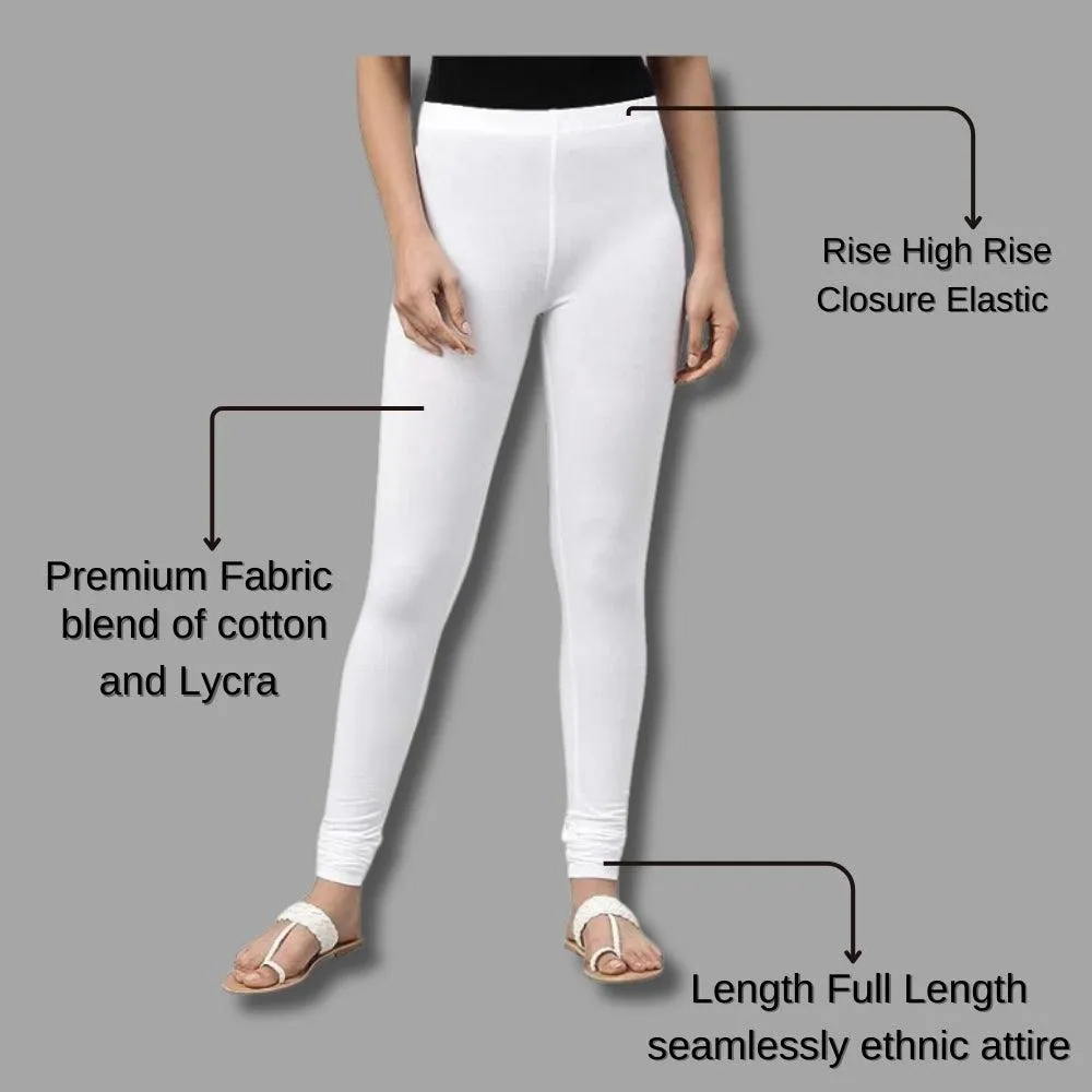 White Cotton and Lycra Blend Chudidar Leggings