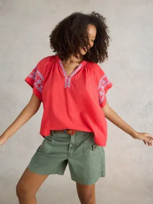 White Stuff Anna Cotton Embroidered Top
