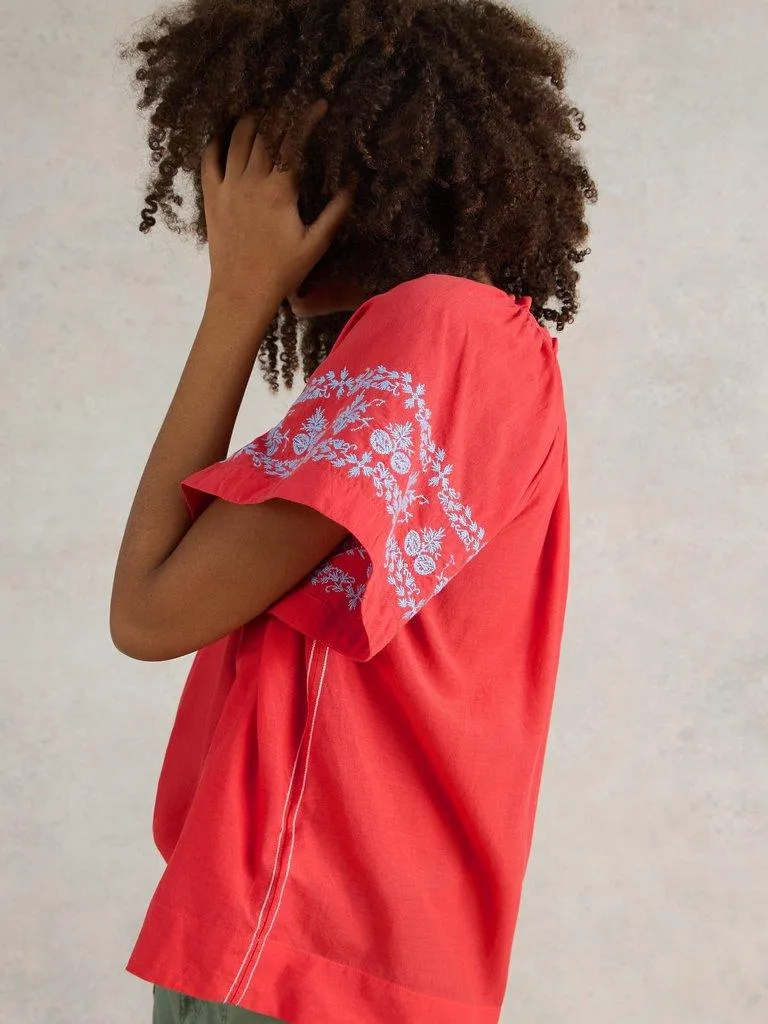 White Stuff Anna Cotton Embroidered Top