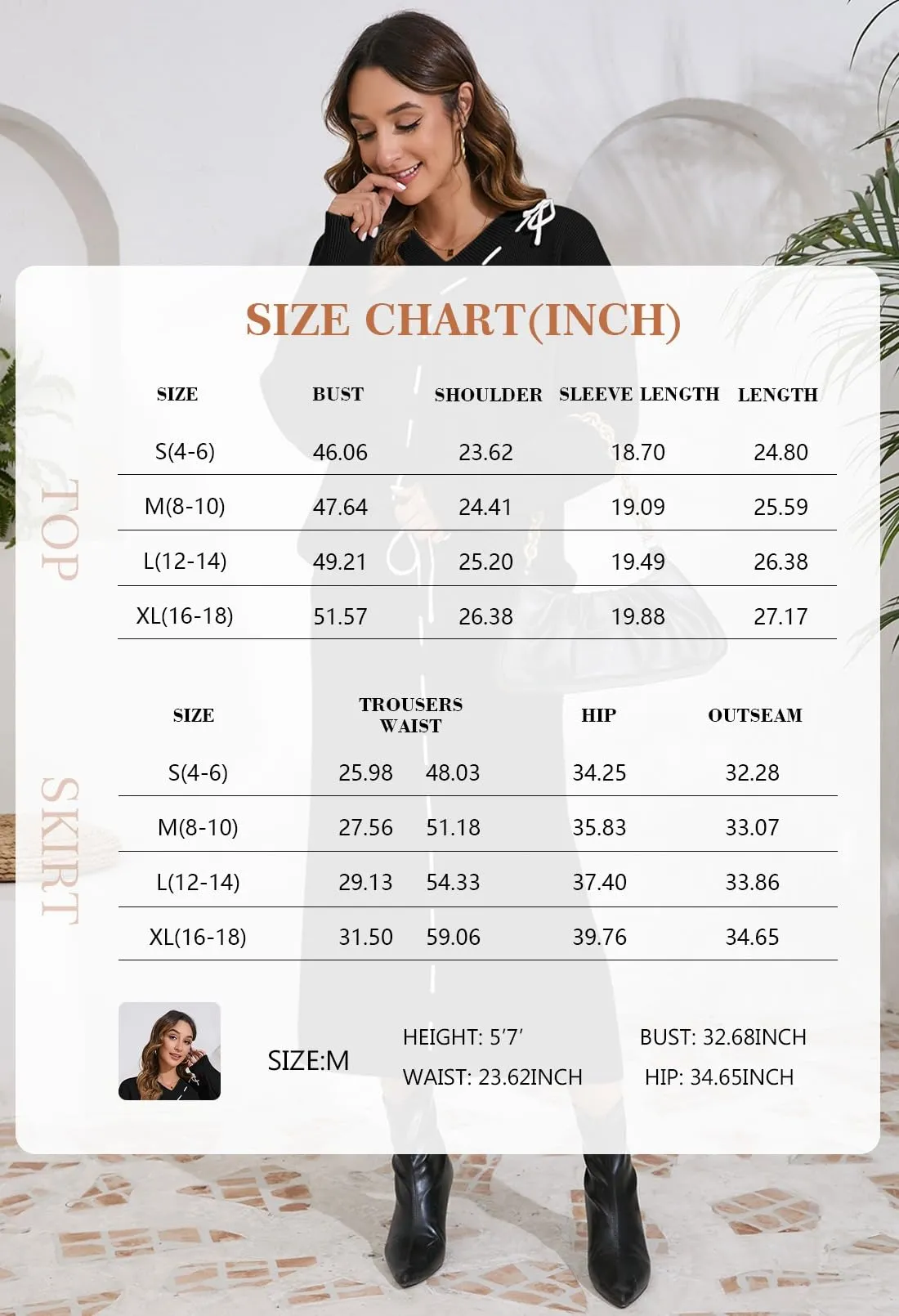 Women’s Fall Sweater Set Matching Two Piece Casual Outfits Lounge Sets Long Sleeve Knit Top Bodycon Midi Skirt Black S
