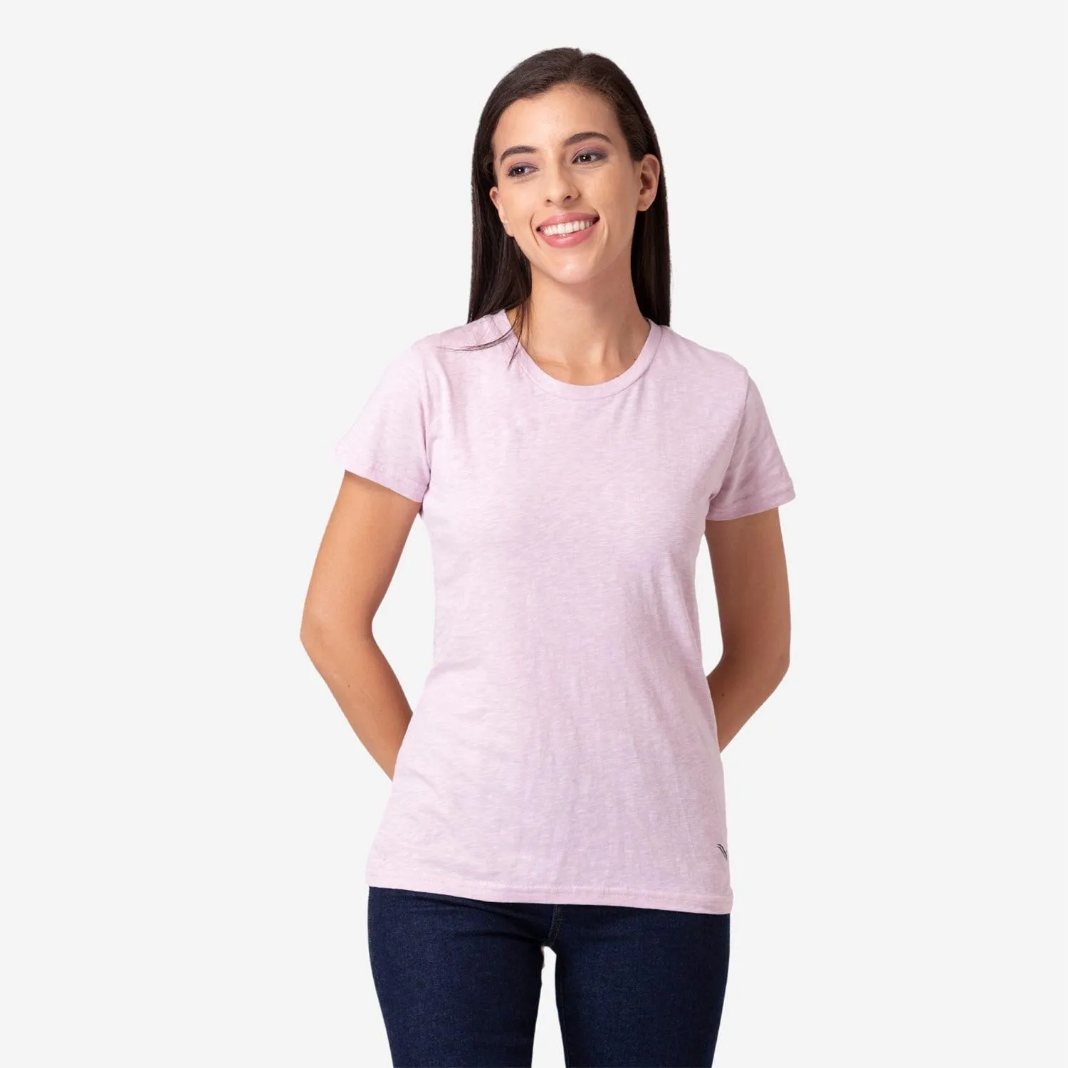 Women's Plain Half Sleeve Round-Neck T-Shirt For Summer - Lavender