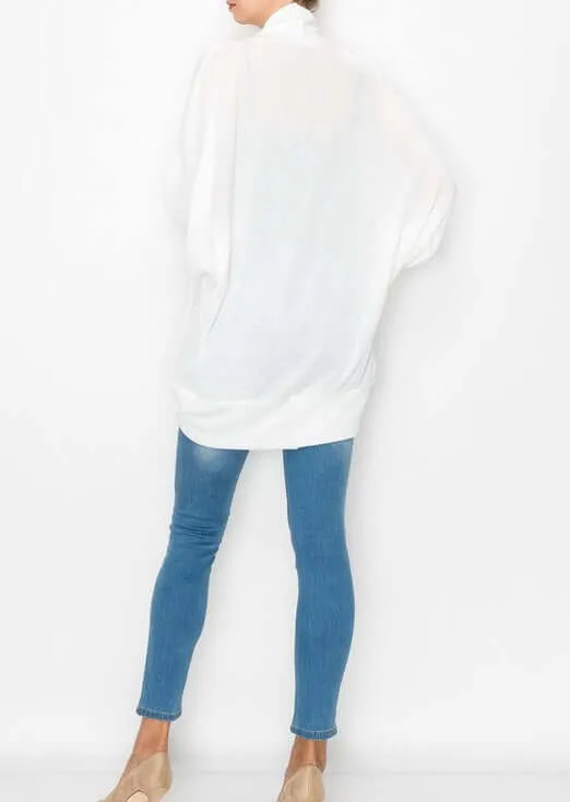 Women's White Versatile Cardigan Made in USA